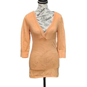 Aeropostale Babydoll Top Junior L Orange Semi Sheer Y2K Coquette Soft Girl 2000s